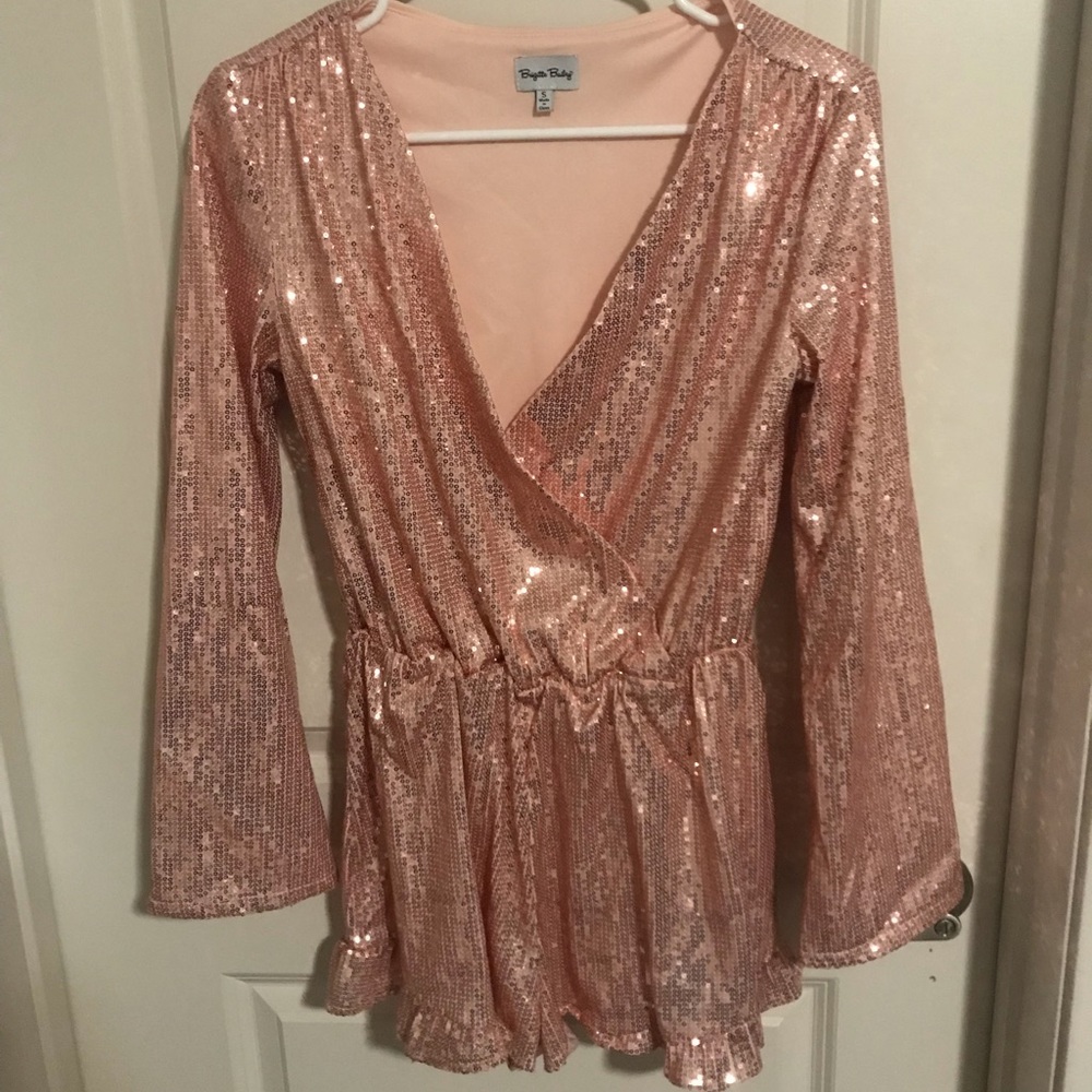Pink sequin romper